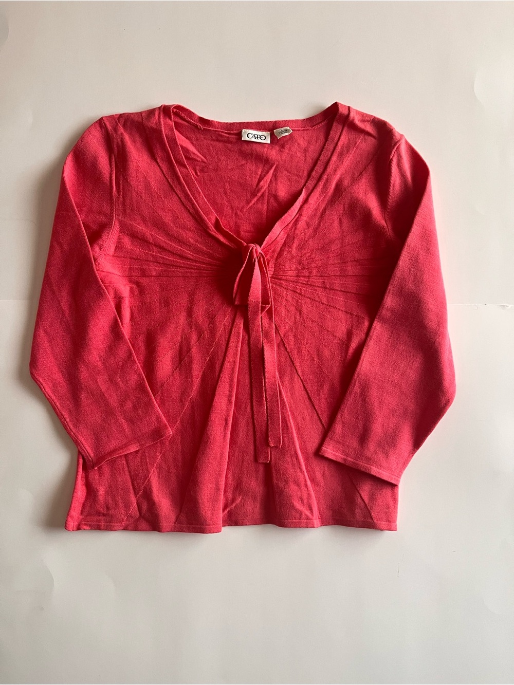 Cato Coral Tie-Front V-Neck Knit Top